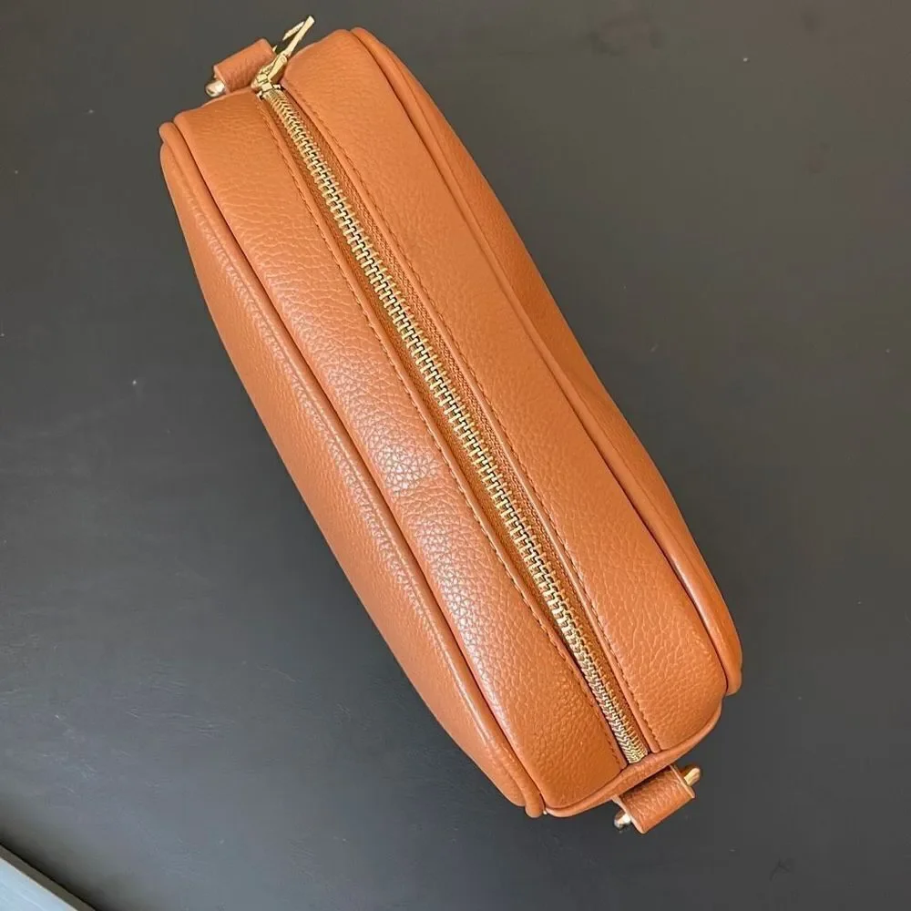 AH•DORNED‎ Crossbody Bag w/strap. Vegan leather. Camel colored